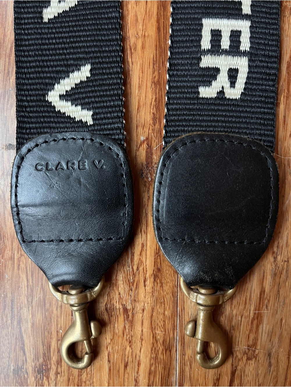 Clare V I AM A VOTER Black and Cream Crossbody Bag Strap - Picture 3 of 8